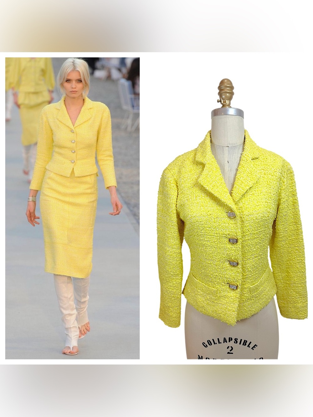 Chanel Cruise 2012 Runway Yellow Tweed Jacket FR34